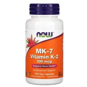 Now Foods, MK-7 Vitamin K-2 , 100 mcg, 120 Veg Capsules - HealthCentralUSA