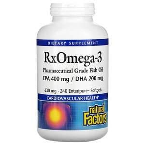 Natural Factors, Rx Omega-3 Factors, EPA 400 mg/DHA 200 mg, 240 Softgels - HealthCentralUSA