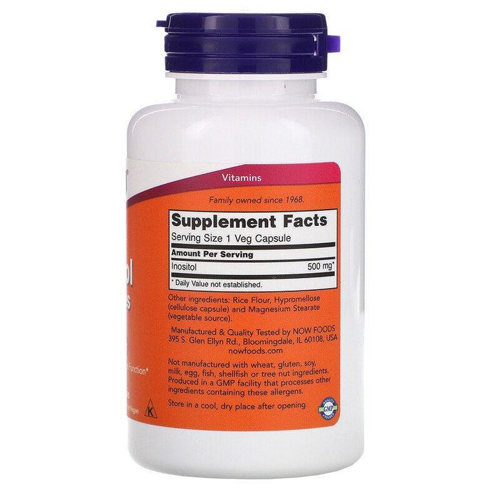 Now Foods, Inositol Capsules, 500 mg, 100 Veg Capsules - HealthCentralUSA