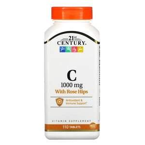 21st Century, Vitamin C with Rose Hips, 1,000 mg, 110 Tablets - HealthCentralUSA