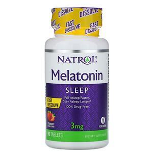 Natrol, Melatonin, Fast Dissolve, Strawberry Flavor, 3 mg, 90 Tablets - HealthCentralUSA