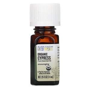 Aura Cacia, Pure Essential Oil, Organic Cypress, .25 fl oz (7.4 ml) - HealthCentralUSA