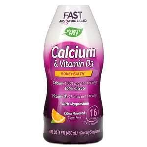 Nature's Way, Calcium & Vitamin D3, Citrus, 16 fl oz (480 ml) - HealthCentralUSA