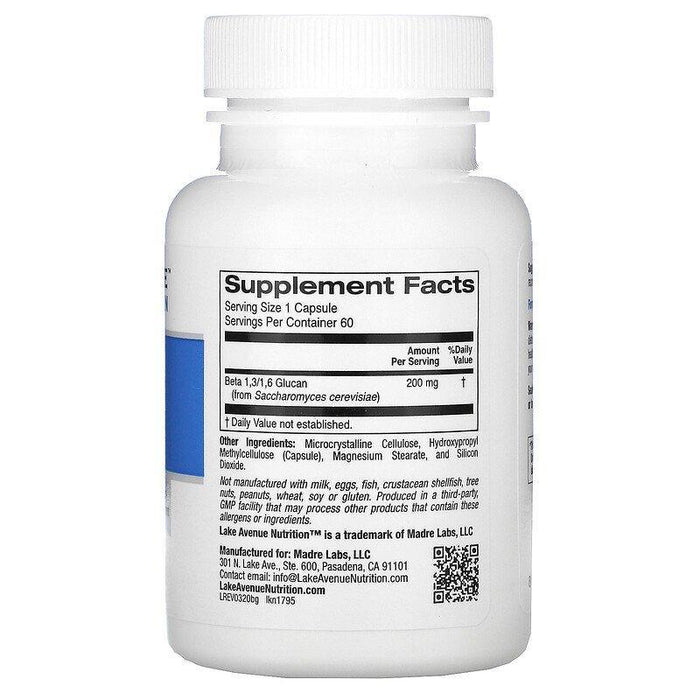 Lake Avenue Nutrition, Beta Glucan 1-3, 1-6, 200 mg, 60 Veggie Capsules - HealthCentralUSA