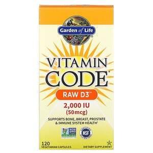 Garden of Life, Vitamin Code, RAW D3, 50 mcg (2,000 IU), 120 Vegetarian Capsules - HealthCentralUSA