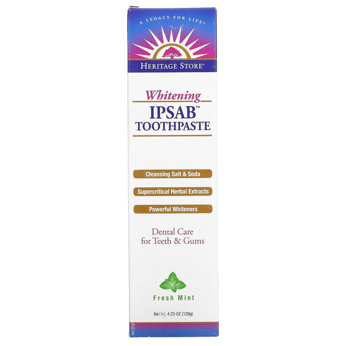 Heritage Store, IPSAB, Whitening Toothpaste, Fresh Mint, 4.23 oz (120 g) - HealthCentralUSA