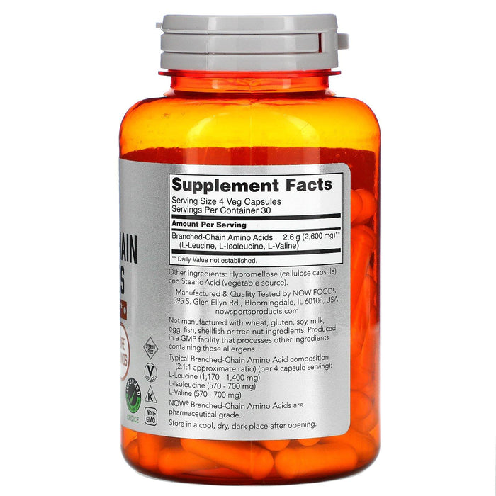 Now Foods, Sports, Branched-Chain Amino Acids, 120 Veg Capsules - HealthCentralUSA