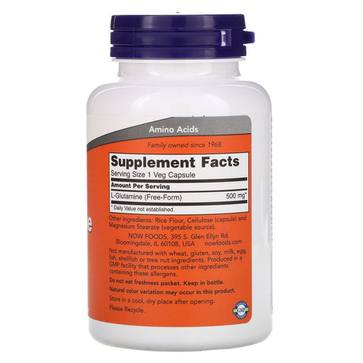 Now Foods, L-Glutamine, 500 mg, 120 Veg Capsules - HealthCentralUSA