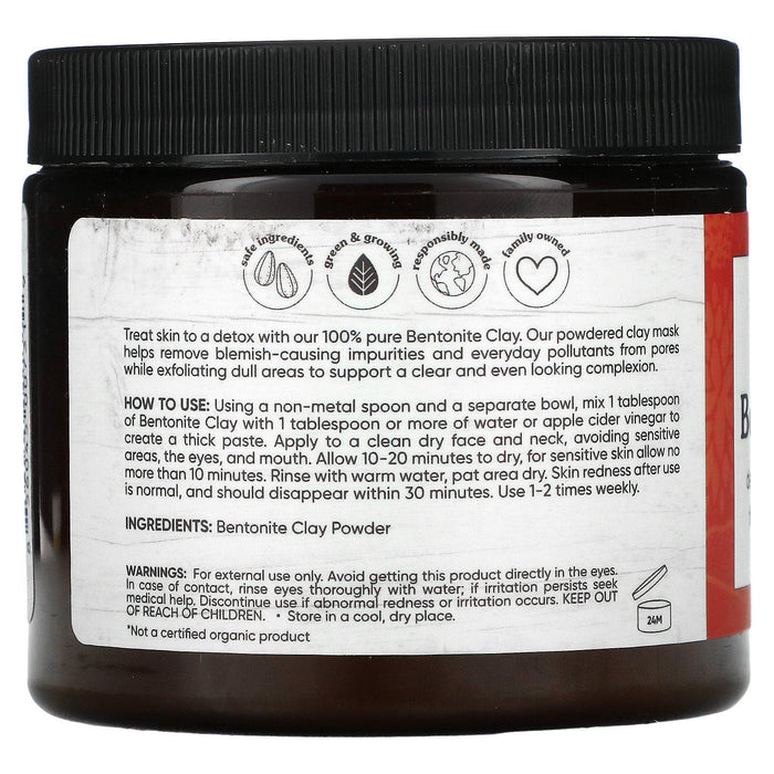 Sky Organics, 100% Pure Bentonite Clay, 16 oz (454 g) - HealthCentralUSA