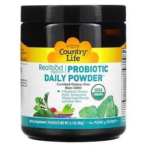 Country Life, Realfood Organics, Probiotic Daily Powder, 3.1 oz (90 g) - HealthCentralUSA