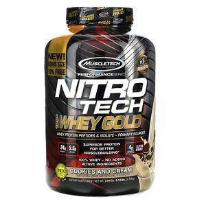 Muscletech, Nitro Tech, 100% Whey Gold, Cookies and Cream, 5.51 lbs (2.50 kg) - HealthCentralUSA