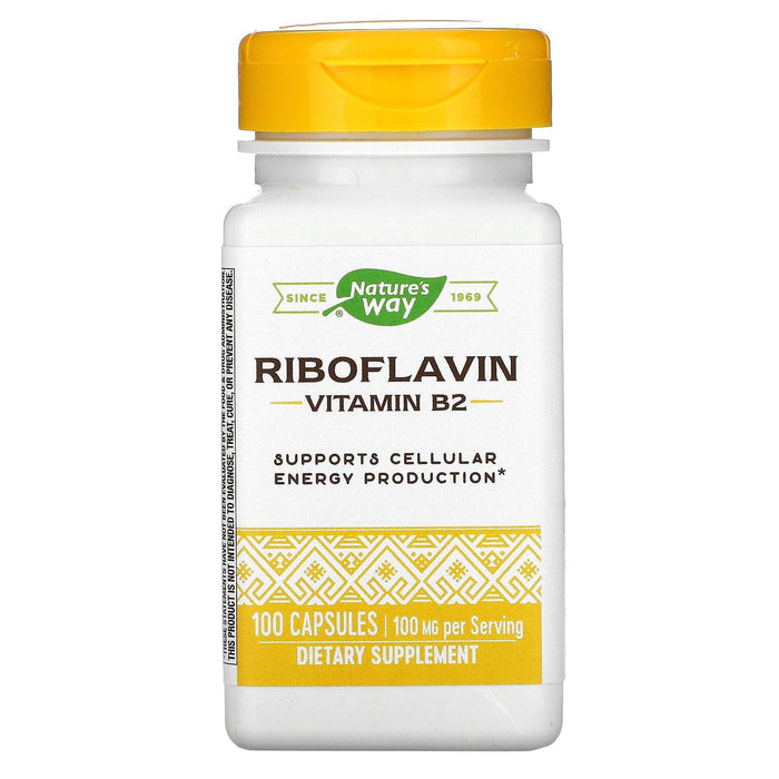 Nature's Way, Riboflavin, Vitamin B2, 100 mg, 100 Capsules - HealthCentralUSA