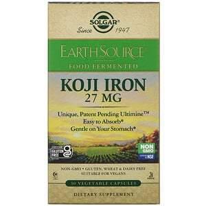 Solgar, EarthSource Food Fermented, Koji Iron, 27 mg, 30 Vegetable Capsules - HealthCentralUSA