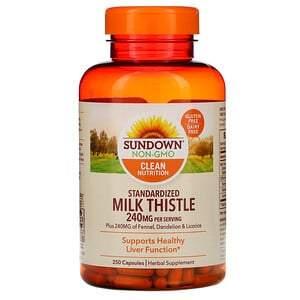 Sundown Naturals, Standardized Milk Thistle, 120 mg, 250 Capsules - HealthCentralUSA