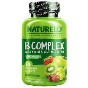 NATURELO, B Complex with a Fruit & Vegetable Blend, With CoQ10, 120 Vegetarian Capsules - HealthCentralUSA