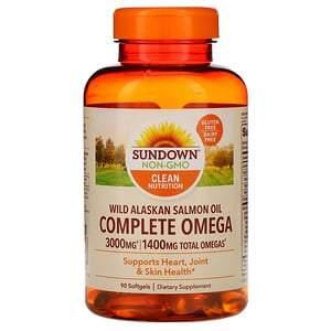 Sundown Naturals, Complete Omega, Wild Alaskan Salmon Oil, 1,400 mg, 90 Softgels - HealthCentralUSA