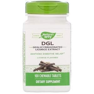 Nature's Way, DGL, Deglycyrrhizinated Licorice Extract, Licorice Flavored, 100 Chewable Tablets - HealthCentralUSA
