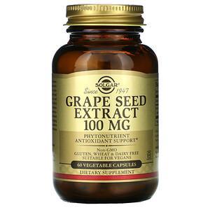 Solgar, Grape Seed Extract, 100 mg, 60 Vegetable Capsules - HealthCentralUSA