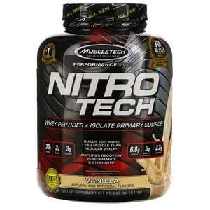 Muscletech, Nitro Tech, Whey Peptides & Isolate Primary Source, Vanilla, 4 lbs (1.81 kg) - HealthCentralUSA
