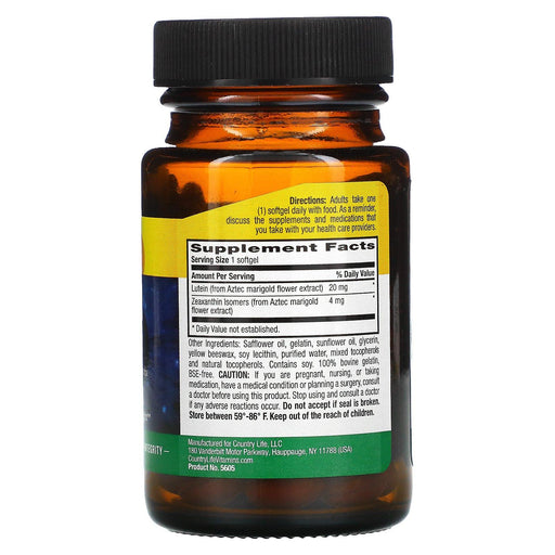 Country Life, Lutein with Zeaxanthin, 20 mg, 60 Softgels - HealthCentralUSA