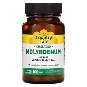 Country Life, Chelated Molybdenum, 150 mcg, 100 Tablets - HealthCentralUSA