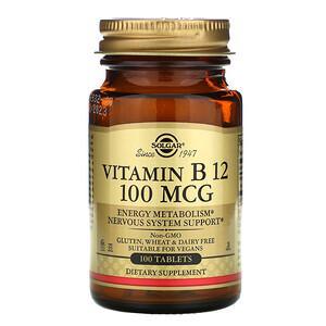Solgar, Vitamin B12, 100 mcg, 100 Tablets - HealthCentralUSA