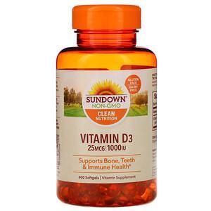 Sundown Naturals, Vitamin D3, 25 mcg (1,000 IU), 400 Softgels - HealthCentralUSA