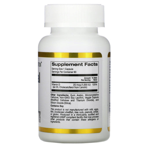 California Gold Nutrition, Liposomal Vitamin D3, 25 mcg (1,000 IU ), 60 Veggie Capsules - HealthCentralUSA