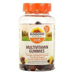 Sundown Naturals, Multivitamin Gummies, Grape, Orange & Cherry Flavored, 120 Gummies - HealthCentralUSA