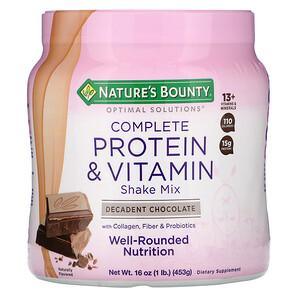 Nature's Bounty, Optimal Solutions, Complete Protein & Vitamin Shake Mix, Decadent Chocolate, 16 oz (453 g) - HealthCentralUSA