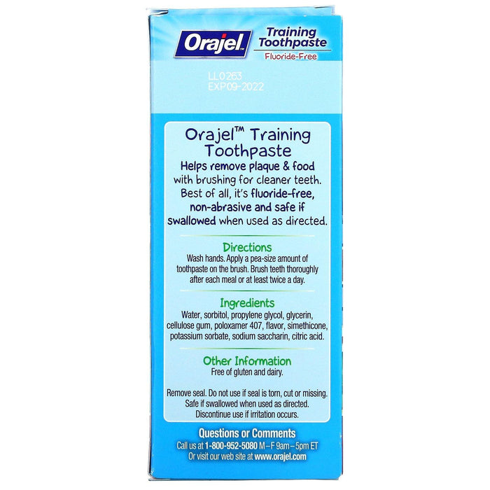 Orajel, Elmo Training Toothpaste, Fluoride-Free, 3 Months to 4 Years, Berry Fun, 1.5 oz (42.5 g) - HealthCentralUSA