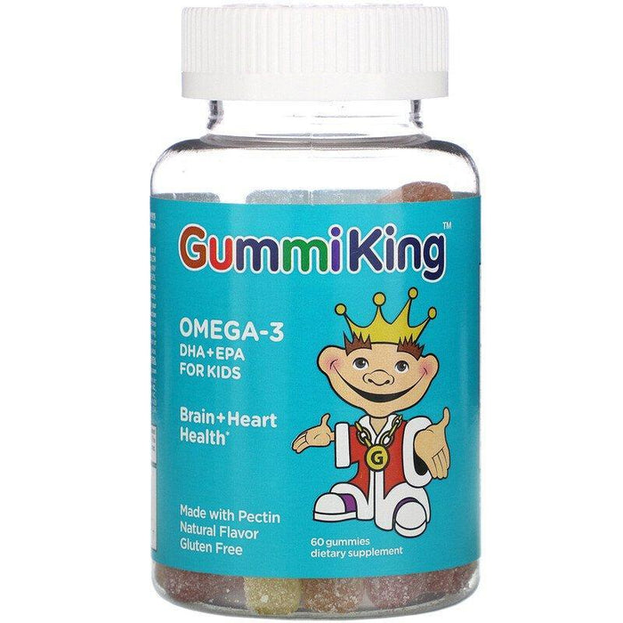 GummiKing, Omega-3 DHA + EPA for Kids, Strawberry, Orange and Lemon, 60 Gummies - HealthCentralUSA