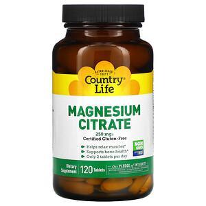Country Life, Magnesium Citrate, 250 mg, 120 Tablets - HealthCentralUSA