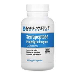 Lake Avenue Nutrition, Serrapeptase, Proteolytic Enzyme, 120,000 SPUs, 180 Veggie Capsules - HealthCentralUSA
