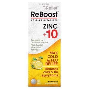 MediNatura, T-Relief, ReBoost, Zinc +10, Cold & Flu Tablets, 60 Tablets - HealthCentralUSA
