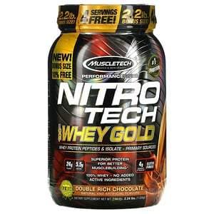 Muscletech, Performance Series, Nitro Tech, 100% Whey Gold, Double Rich Chocolate, 2.24 lbs (1.02 kg) - HealthCentralUSA