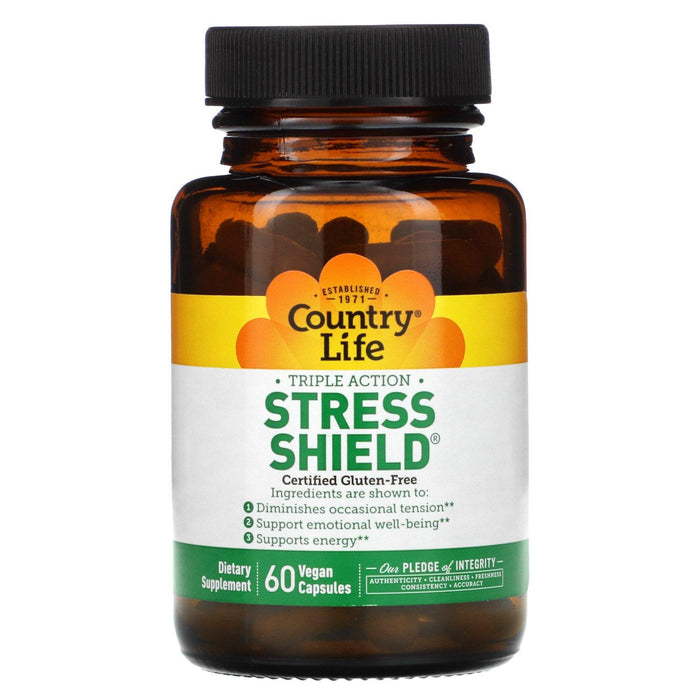 Country Life, Triple Action Stress Shield, 60 Vegan Capsules - HealthCentralUSA