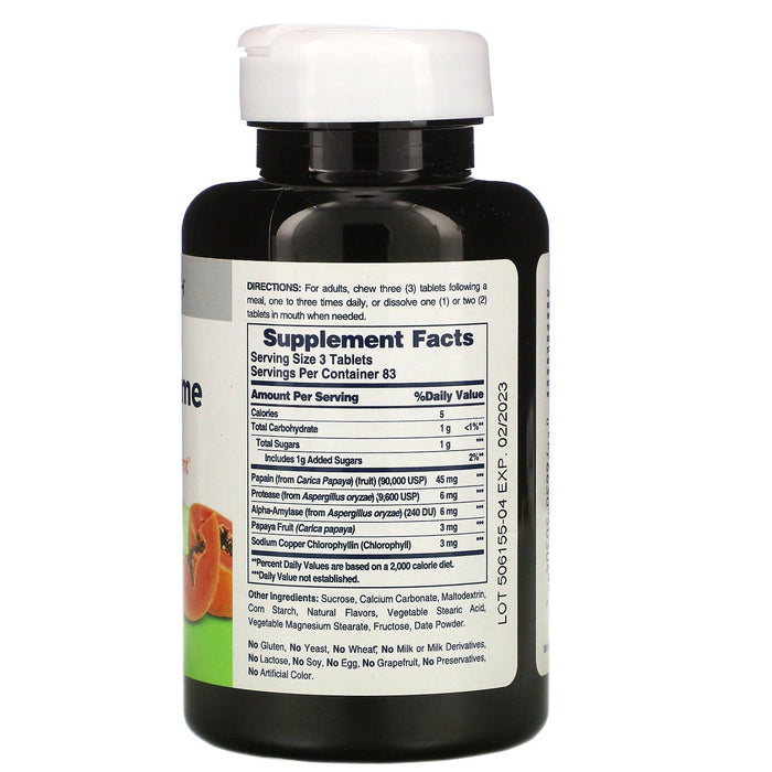 American Health, Papaya Enzyme with Chlorophyll, 250 Chewable Tablets - HealthCentralUSA