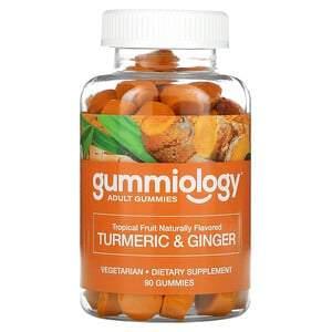 Gummiology, Adult Turmeric & Ginger Gummies, Tropical Fruit, 90 Vegetarian Gummies - HealthCentralUSA