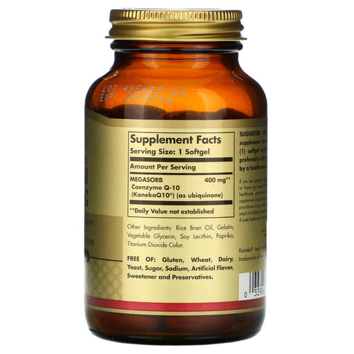 Solgar, Megasorb CoQ-10, 400 mg, 60 Softgels - HealthCentralUSA