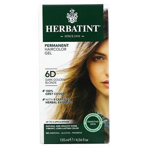 Herbatint, Permanent Haircolor Gel, 6D, Dark Golden Blonde, 4.56 fl oz (135 ml) - HealthCentralUSA