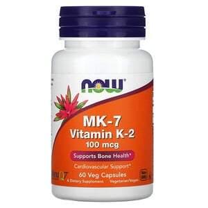 Now Foods, MK-7 Vitamin K-2, 100 mcg, 60 Veg Capsules - HealthCentralUSA