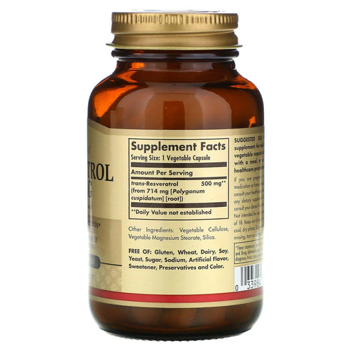 Solgar, Resveratrol, 500 mg, 30 Vegetable Capsules - HealthCentralUSA
