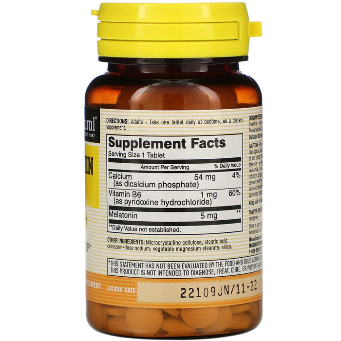 Mason Natural, Melatonin, 5 mg, 60 Tablets - HealthCentralUSA