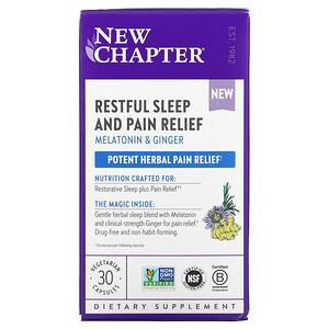 New Chapter, Restful Sleep and Pain Relief, Melatonin & Ginger, 30 Vegetarian Capsules - HealthCentralUSA