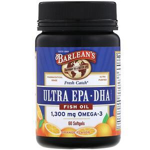 Barlean's, Fresh Catch Fish Oil, Omega-3, Ultra EPA/DHA, Orange Flavor, 60 Softgels - HealthCentralUSA