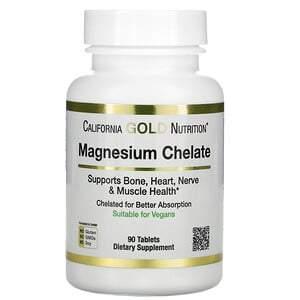 California Gold Nutrition, Magnesium Chelate, 210 mg, 90 Tablets - HealthCentralUSA