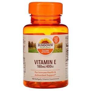 Sundown Naturals, Vitamin E, 180 mg (400 IU), 100 Softgels - HealthCentralUSA