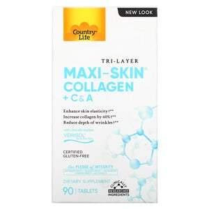 Country Life, Tri Layer Maxi-Skin Collagen + C & A, 90 Tablets - HealthCentralUSA