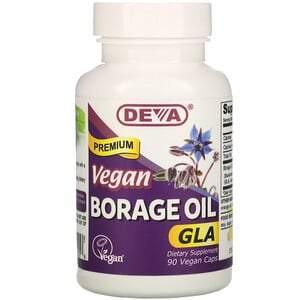 Deva, Premium Vegan Borage Oil, GLA, 90 Vegan Caps - HealthCentralUSA